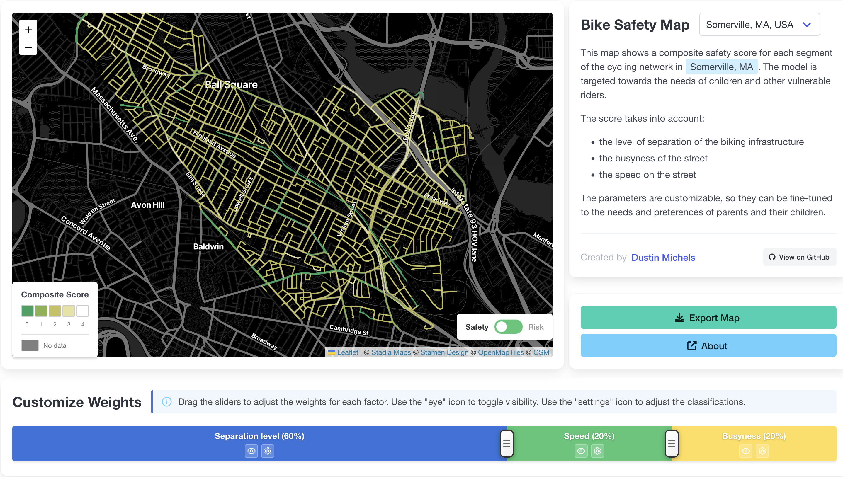bike stress model screenshot