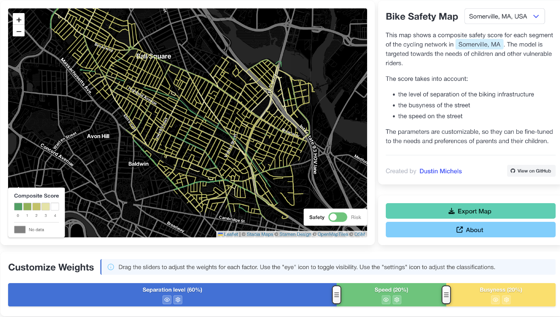 bike stress model screenshot