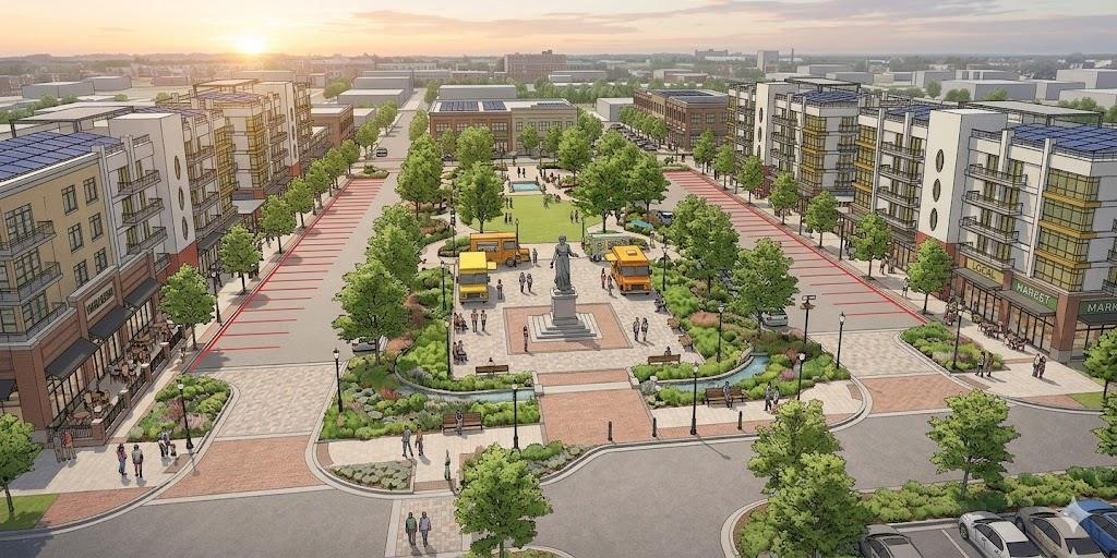 Townline Plaza central plaza rendering